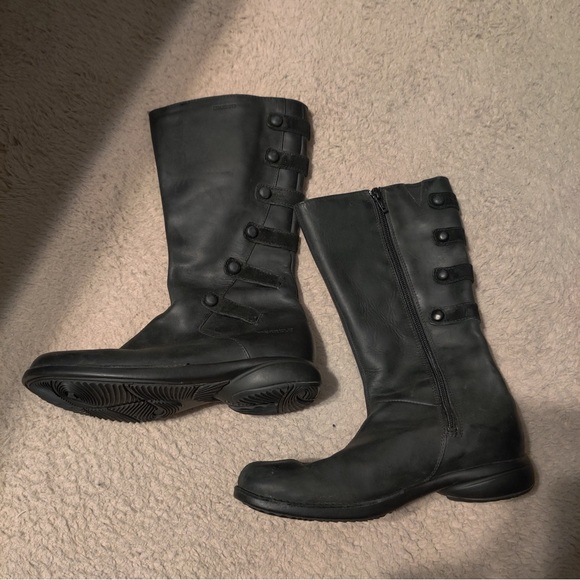 MERRELL Tetra Launch Waterproof Boots Women US 6 Black Leather Mid-Calf Moto Zip - Picture 3 of 9